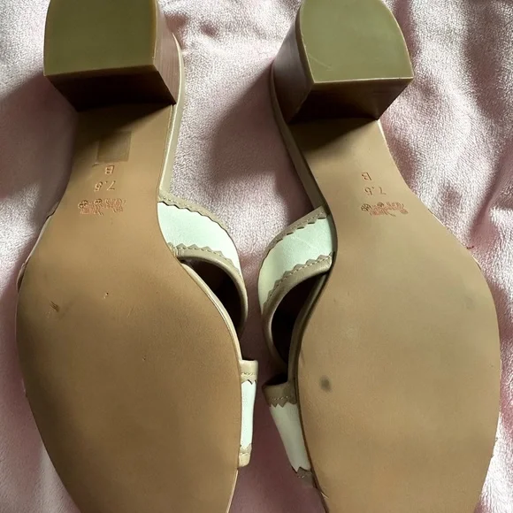 Coach Cream and Tan Crisscross Slide Mules - Picture 3 of 4